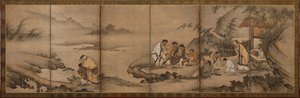 風景：竹林の七賢、桃山時代、1568-1615。 作： Unbekannt