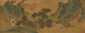 17世紀、明または清王朝の山に道教の仙人がいる風景。 作： Unbekannt