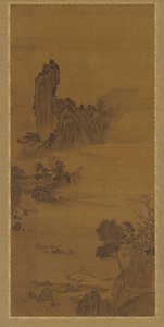 渡船のある風景、清王朝、18世紀。 作： Unbekannt