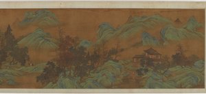 建物と旅行者のいる風景、17 世紀。 作： Unbekannt