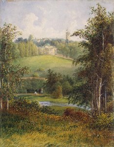 1820年代、サンクトペテルブルク近くのゴスティリツィーの邸宅にある邸宅のある風景