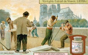 パリの通り、c1900で舗装スラブを敷設 作： Unbekannt