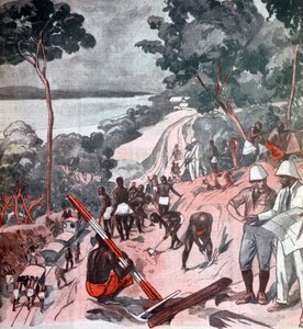 赤道太陽の下で線路を敷設、コンゴ、ブラザビル、1924 作： Unbekannt