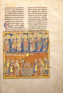 Beatus Manuscriptからの葉っぱ：Seven Angels Hold the Cups of the Seven Last Plagues ..、ca. 1180。 作： Unbekannt
