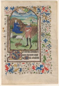 ブックからの葉：羊飼いへの受胎告知、c。 1460。 作： Unbekannt