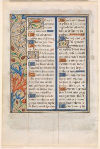 ブックのリーフ：イラスト付きの境界線のあるテキスト、c。 1510。 作： Unbekannt