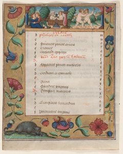 詩篇と祈祷書からの葉っぱ：労働者とのカレンダーページ、c。 1524。 作： Unbekannt