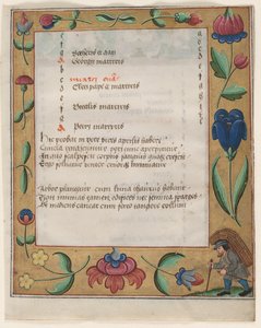 詩篇と祈祷書からの葉っぱ：農民の直腸のカレンダーページc。 1524。 作： Unbekannt