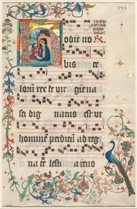 対訳からの葉：キリスト降誕の直訳とテキストのヴァーソがある頭文字H c。 1480。 作： Unbekannt