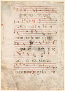 アンティフォナリーからの葉：音楽のバージョン、1300年代初頭。 作： Unbekannt