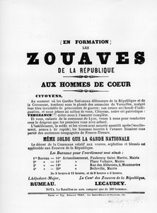 1871年5月のパリのコミューンのフランスの政治ポスターからのLes Zouaves 作： Unbekannt