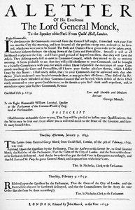 モンク将軍から下院議長への手紙、1659 1903