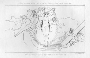 海の神レウコテアが嵐の中でオデュッセウスを救う、c1833 作： Unbekannt