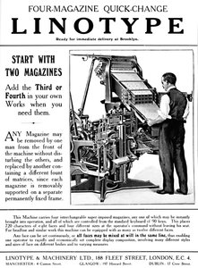 Linotype＆Machinery Ltd.の広告、1919年 作： Unbekannt