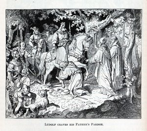 リウドルフは父親の恩赦を切望し、1882年 作： Unbekannt