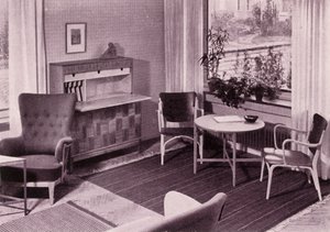 1949年にAB Svenska Mobelfabrikernaによって製造された、Carl-Axel Ackingのリビングルーム用家具。