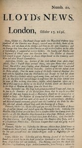 ロイズニュース。ロンドン、1696年10月15日-麻痺。 1928年20月 作： Unbekannt
