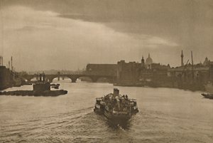 ロンドンオンシー：デイリーエクスカーションボートはマーゲート、c1935からの戻りで日没に向かいます。 作： Unbekannt