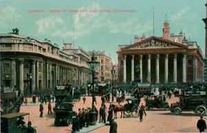 ロンドン、イングランド銀行、王立証券取引所、c1910 作： Unbekannt