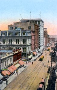 米国オレゴン州ポートランドのサードストリートに沿って北を見ると、c1900年代 作： Unbekannt