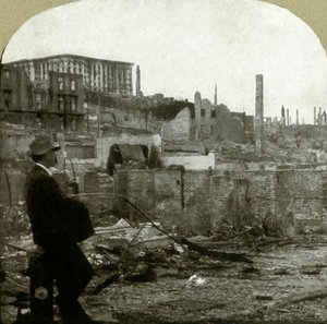 エディからメイソンストリートを北上-フェアモントの廃墟$ 4,000,000のホテル、1906年。 作： Unbekannt