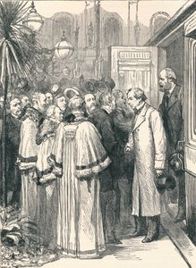 ビーコンズフィールド卿とソールズベリー卿、チャーリングクロス駅で、1896年 作： Unbekannt