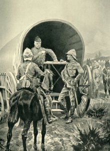 ロバーツ卿が彼が眠った輸送ワゴンで派遣を書いた、1901。 作： Unbekannt