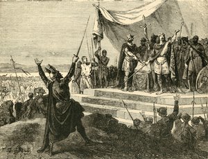 ルイスとチャールズがストラスバーグの宣誓を軍の前に行った、842AD、1890 作： Unbekannt