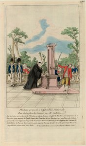 ギロチン氏による犯罪者の拷問のために国会に提案された機械、c。 1790年。 作： Unbekannt