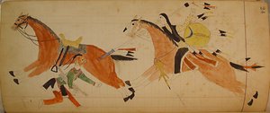マフェット・レジャー: 2 人のインディアンと馬。 1874-81。 作： Unbekannt