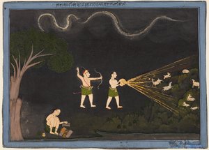 マハラナジャガットシンは夜、ビル、狩猟用鹿に扮したc。 1735–40。 作： Unbekannt