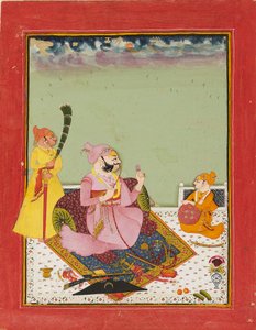 マハラオ・アジット・シンと息子と付き添いのテラス、c1770 作： Unbekannt