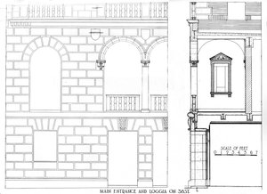 1924年ニューヨーク市、フラタニティクラブビルディング、38ストリートの正面玄関とロッジア 作： Unbekannt
