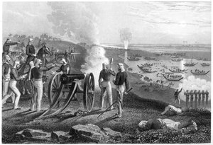 アラハバードからアウデ反乱軍を率いるエア少佐、1857年、c1860年