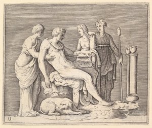 3人の女性が出席する男、ca。 1599-1622。 作： Unbekannt