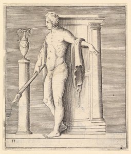 テンプル ドアでトーチを持つ男、出版された ca。 1599-1622。 作： Unbekannt