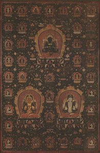 Vajradhara、Manjushri、Shadakshari-Lokeshwar の曼荼羅、1479 年。 作： Unbekannt