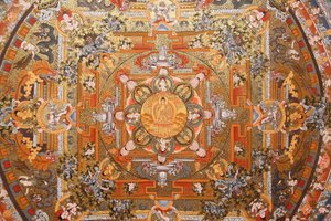 タンカに描かれた曼荼羅（ネパール・バクタプール