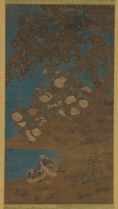 オシドリと花、明または清王朝、17 世紀。 作： Unbekannt