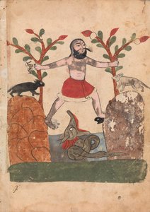 男の運命、または竜の住む井戸に身を寄せる男、フォリオ、18 世紀。 作： Unbekannt