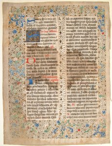 15 世紀半ばのフランスのミサ典書からの写本の葉。