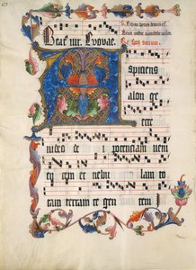 アンチフォナリーのイニシャルA付き原稿リーフ、ca。 1425-50。 作： Unbekannt