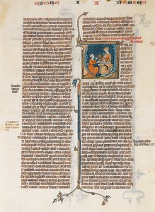 『ネヘミアスの書』の冒頭を含む写本の葉、聖書から、フランス語、約 1280-1300。 作： Unbekannt