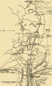 EerstefabriekenからMiddelburgへの東向きの移動を示す地図、1901年。 作： Unbekannt