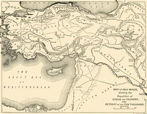 未成年者の地図、青年期のサイラス遠征、1万人の退却、1890年。 作： Unbekannt