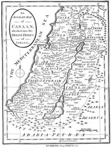 イスラエルの12の部族に分かれたカナンの地図、c1830 作： Unbekannt