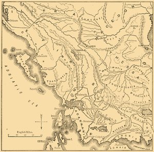 エピラスとギリシャ西部の地図、1890年。 作： Unbekannt