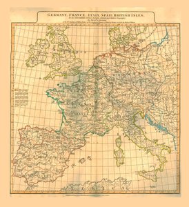 ヨーロッパの地図、1821年。 作： Unbekannt