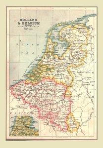 オランダとベルギーの地図、1902年。 作： Unbekannt