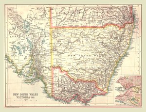 ニューサウスウェールズ州とビクトリア州の地図、1902年。 作： Unbekannt